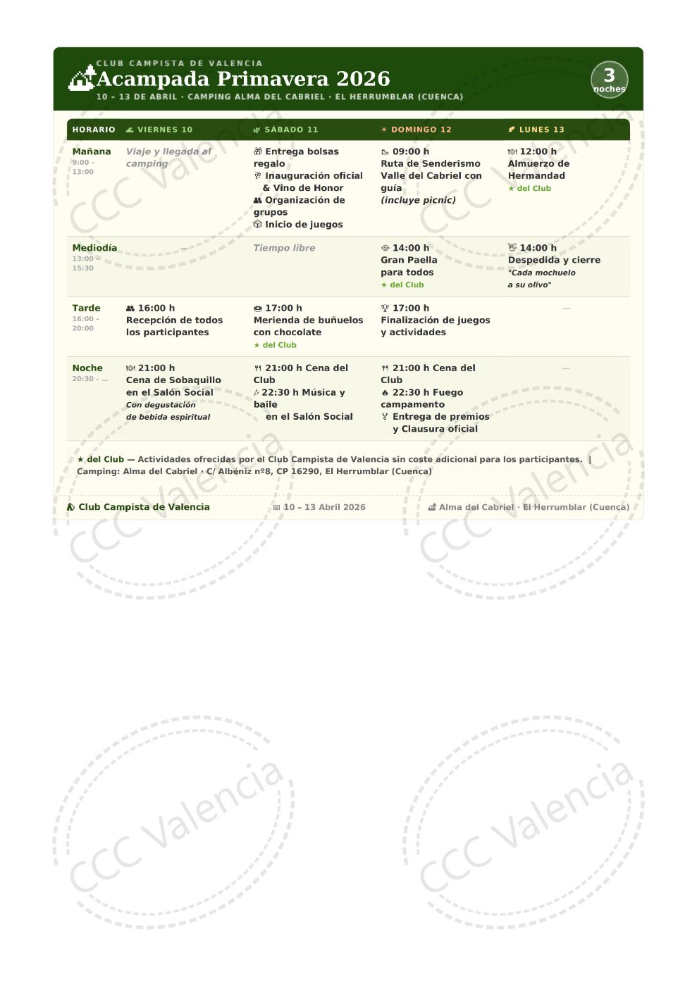 Acampada primavera 2026