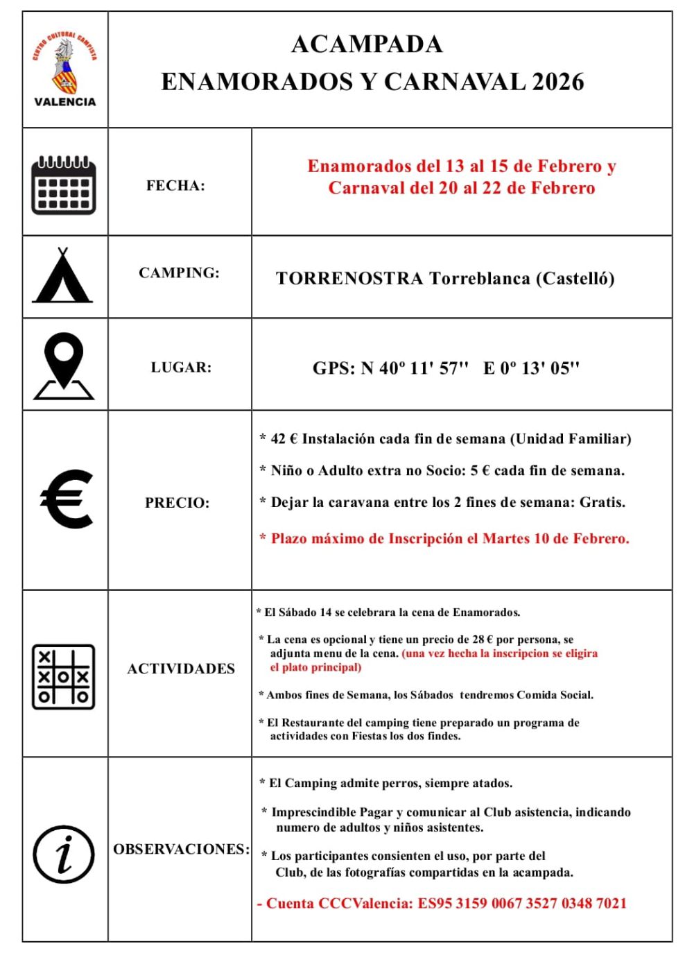 Acampada Enamorados 2026